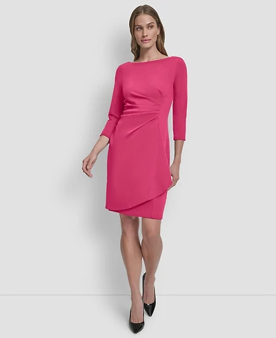 Dkny Women's 3/4-Sleeve Ruched Short Dress