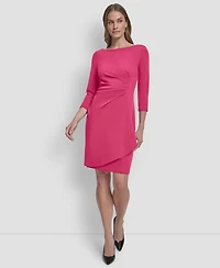 Dkny Women's 3/4-Sleeve Ruched Short Dress