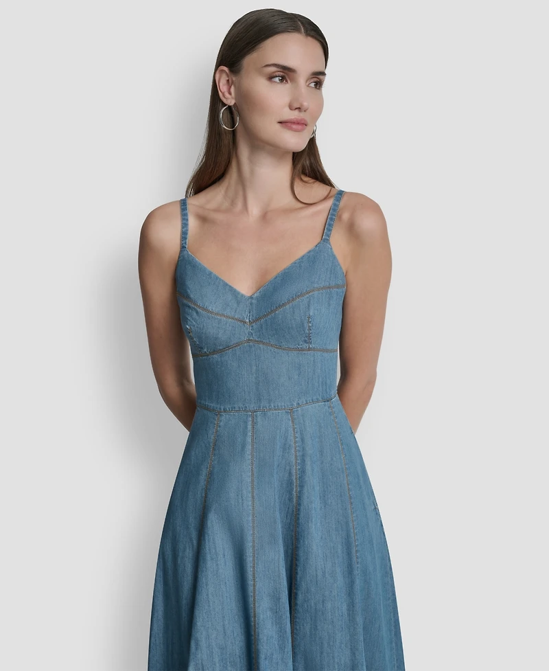 Dkny Women's Sleeveless Sweetheart Neck Midi Dress