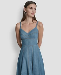 Dkny Women's Sleeveless Sweetheart Neck Midi Dress