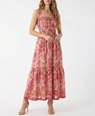 Taylor Women's Square Neck Floral Smocked Pull-On Dress