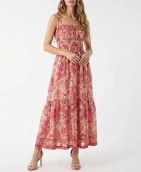 Taylor Women's Square Neck Floral Smocked Pull-On Dress