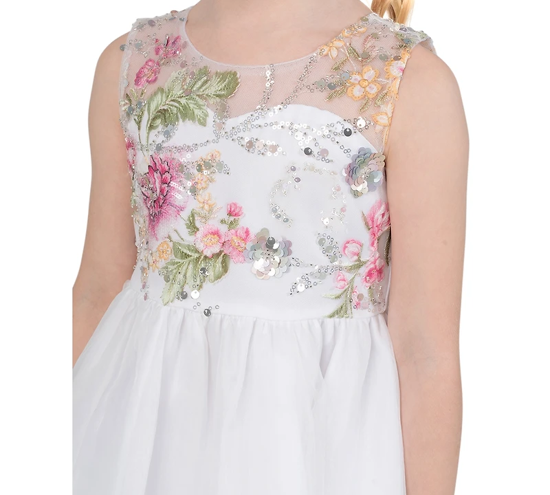 Rare Editions Girls' 2T-6X Round Neck Sleeveless Dress