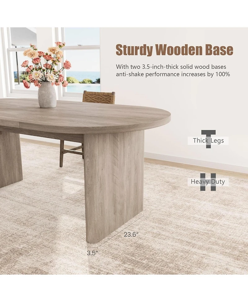 gaomon 70.8'' Oval Dining Table for 6–8, Farmhouse Table with Sturdy Wooden Base, Rustic Oak Finish for Kitchen & Dining Room