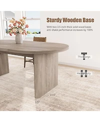 gaomon 70.8'' Oval Dining Table for 6–8, Farmhouse Table with Sturdy Wooden Base, Rustic Oak Finish for Kitchen & Dining Room