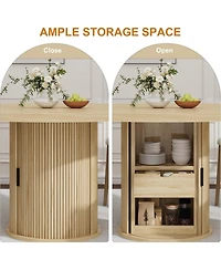 gaomon 47'' Round Dining Table for 4–6 with 2-Layer Storage Shelf & Drawer, Farmhouse Kitchen & Dining Room Table