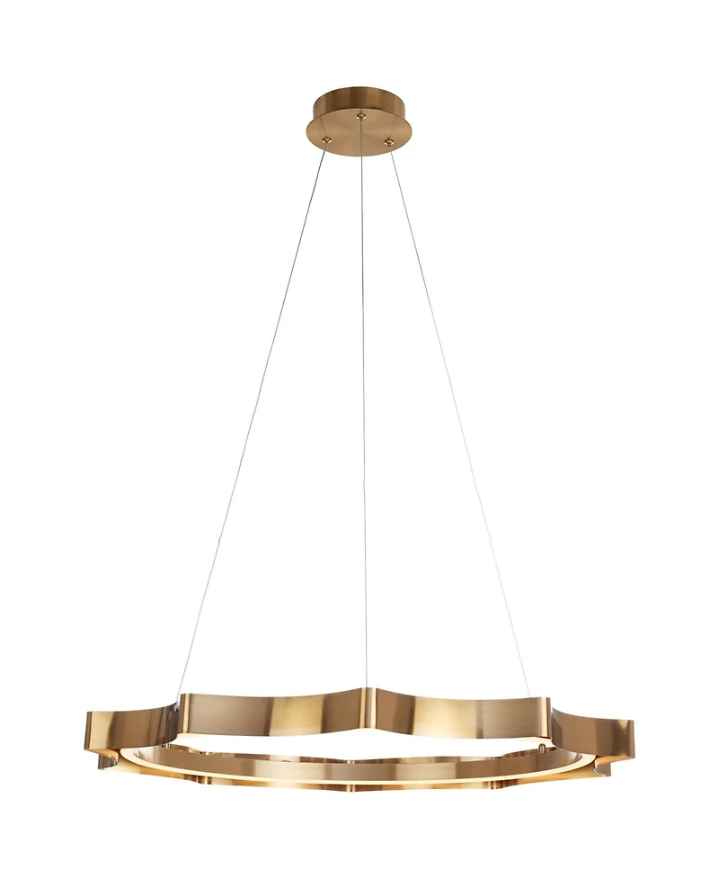 Possini Euro Design Gearworks Wide Brass Led Ring Pendant Light