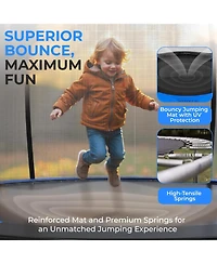 SereneLIfe Kids 14ft Pumpkin Recreational Trampoline with Safety Net and Basketball System