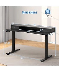 Slickblue Adjustable Electric Standing Desk with 2 Drawers for Home Office