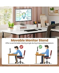 Gouun 95 in 2-Person L-Shaped Reversible Computer Desk with Monitor Stand