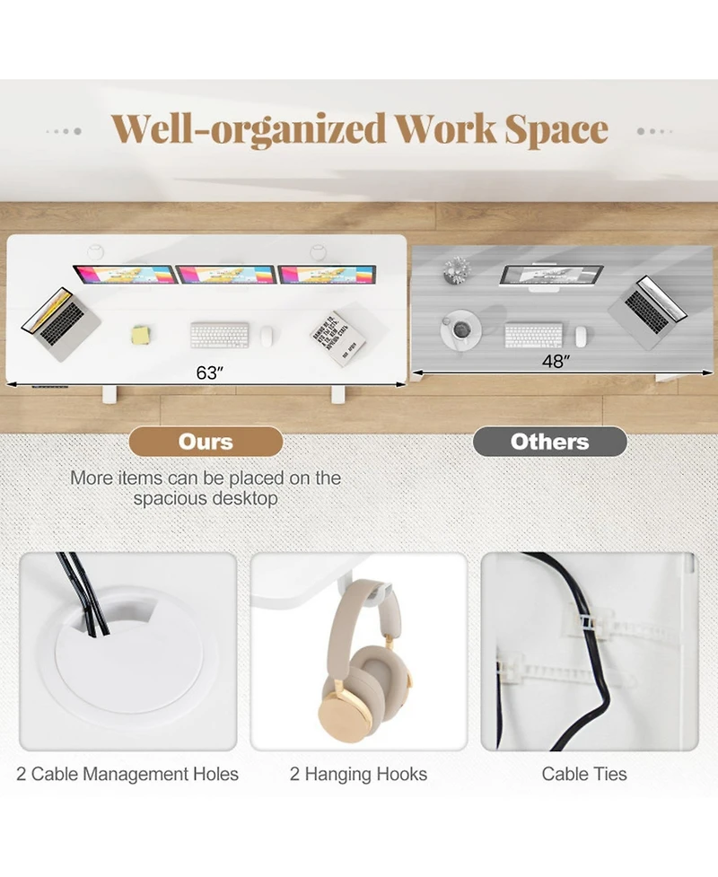 Gouun 63 in Electric Standing Desk with 3 Memory Heights and Led Display