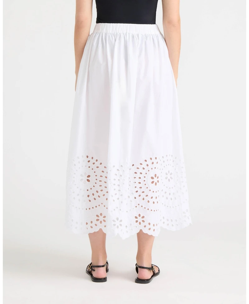 Ellen Tracy Women's Pull-On Maxi Skirt with Eyelet Hem