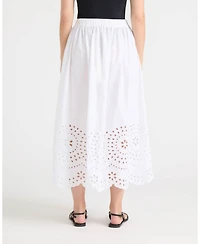 Ellen Tracy Women's Pull-On Maxi Skirt with Eyelet Hem