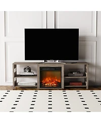 Homlux Fireplace Tv Stand for up to 75" Tv with Storage Shelves, Rustic Oak