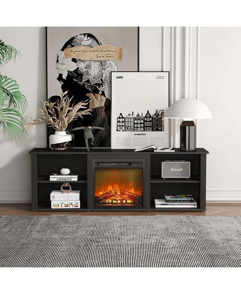 Homlux Modern Fireplace Tv Stand for TVs up to 65" with Storage Media Console, Americano