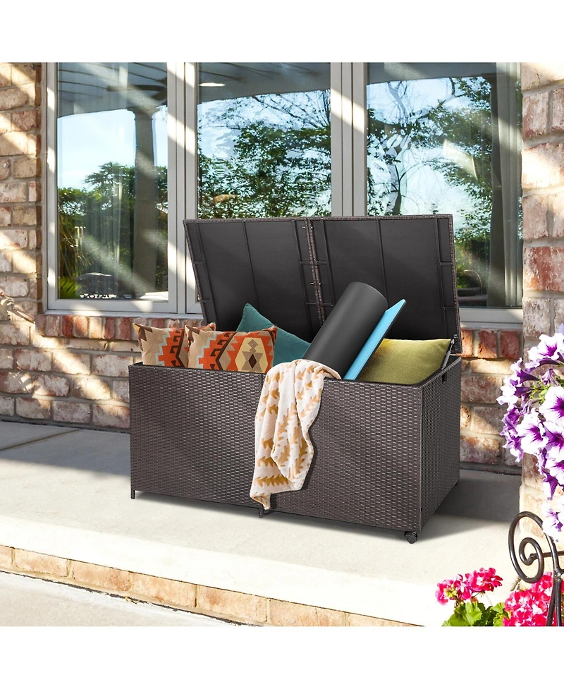 Sugift 175 Gallon Outdoor Storage Box with Wheels and Zippered Liner