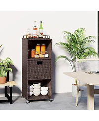 Sugift Outdoor Storage Cabinet with Drawer and Three Shelves