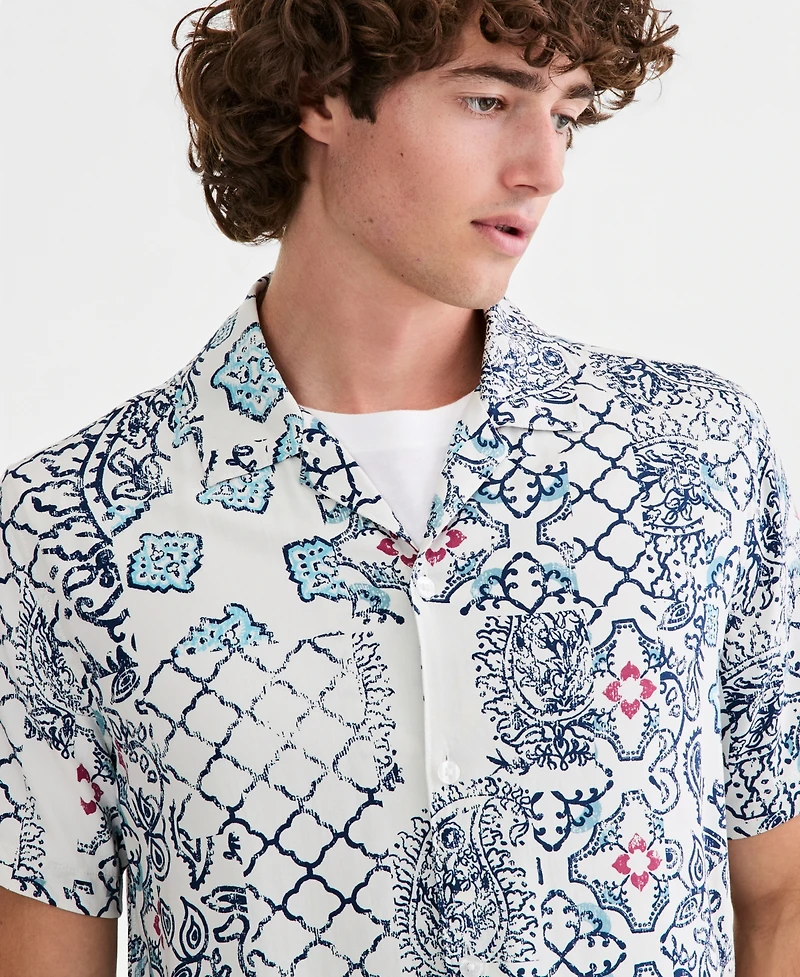 Sun + Stone Men's Paisley Patchwork Short-Sleeve Camp Shirt, Macy's Exclusive