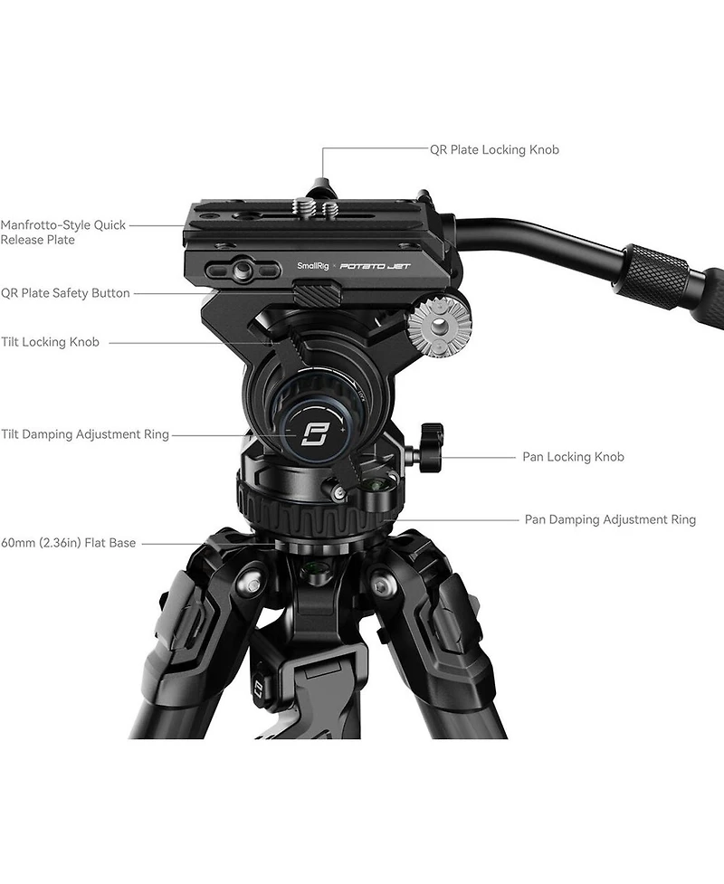SmallRig x Potato Jet Tribex Carbon Ii 3-Section Carbon Fiber Tripod Kit