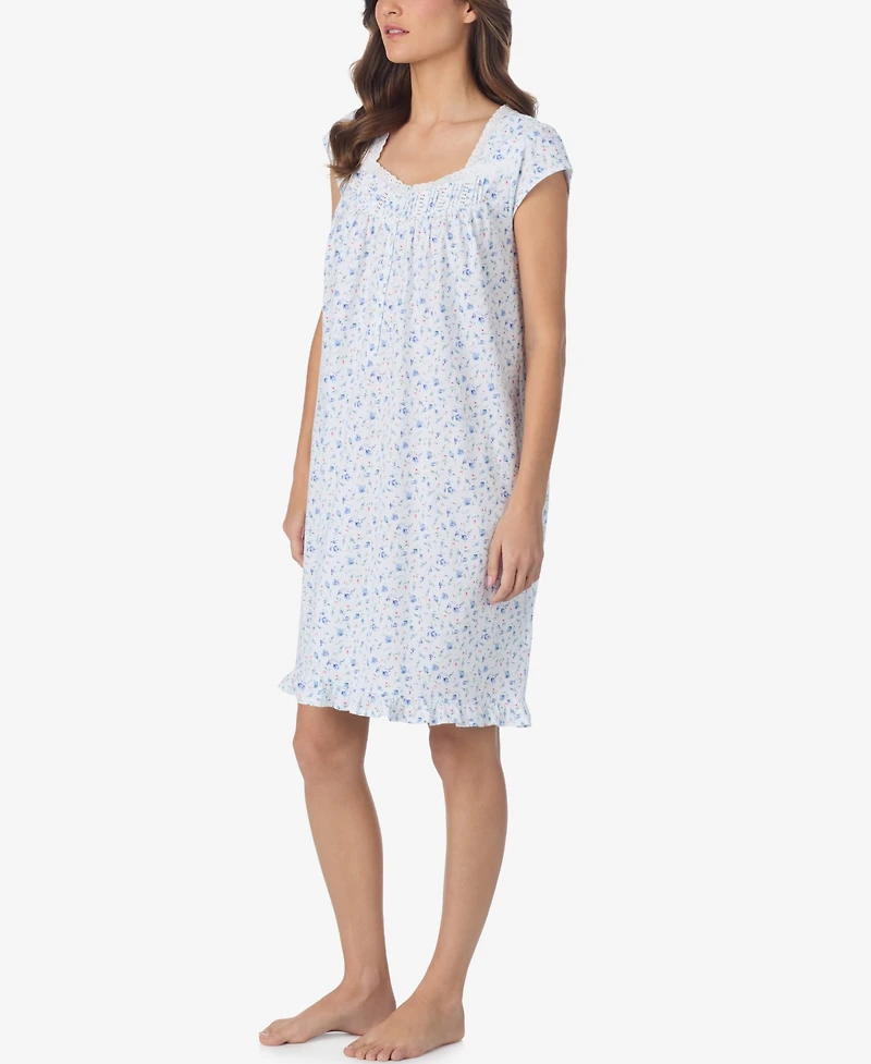 Eileen West Women's Floral Print Cap-Sleeve Short Nightgown