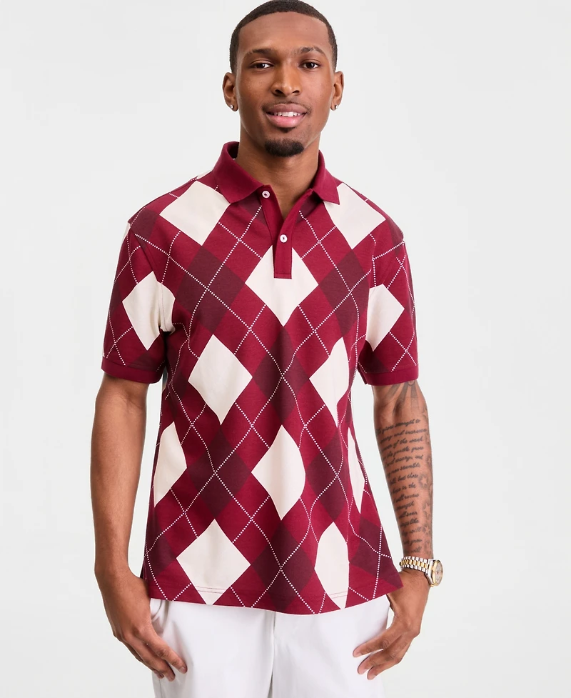 Club Room Men's Argyle Polo Shirt, Macy's Exclusive - Collegiate
