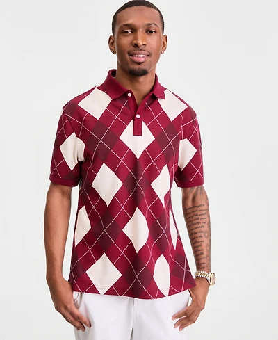 Club Room Men's Argyle Polo Shirt, Macy's Exclusive - Collegiate