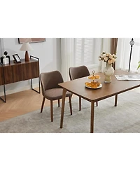 Dining Chair Set of 4, Linen Upholstered with Solid Wood Legs, Wing Backrest, Wooden Kitchen