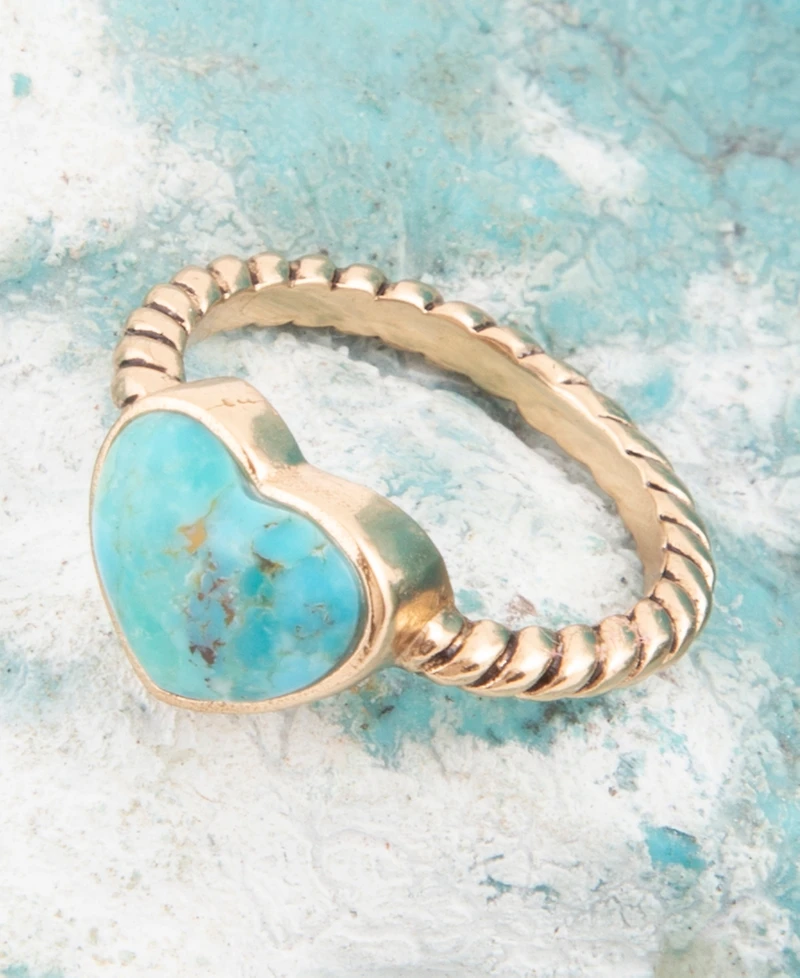 Barse Rope My Heart Blue Turquoise and Golden Ring