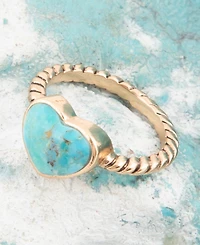 Barse Rope My Heart Blue Turquoise and Golden Ring