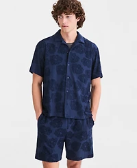 Sun + Stone Men's Textured-Florals Knit Camp Shirt, Macy's Exclusive