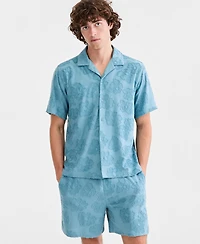 Sun + Stone Men's Textured-Florals Knit Camp Shirt, Macy's Exclusive