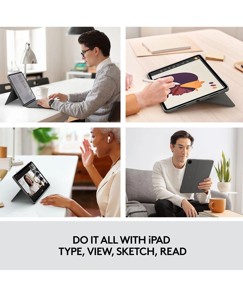 Logitech Combo Touch Backlit Keyboard Case with Trackpad for Apple 12.9" iPad Pro 5th and 6th Gen, Oxford Gray