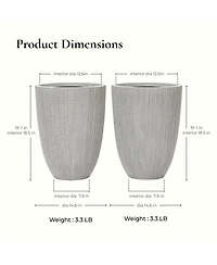 LuxenHome 2-Piece Tall Tapered Round Plastic Planters Set, Mediterranean Gray