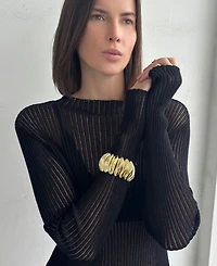 Adornia Gold Puffy Link Stretch Cuff Bracelet