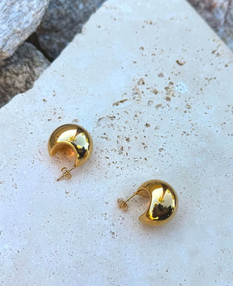 Adornia Tarnish Resistant Lightweight Gold Crescent Moon Statement Stud Earrings