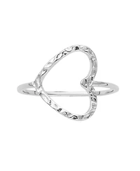 Adornia Silver Hammered Open Heart Ring