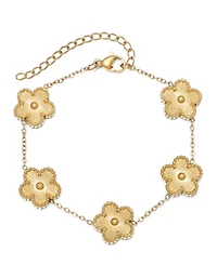 Adornia Tarnish Resistant Yellow Gold 5-Leaf Clover Station Bracelet
