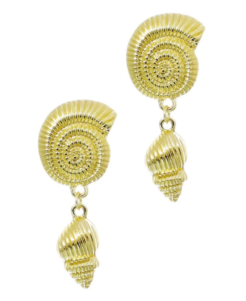 Adornia Gold Swirl and Shell Drop Earrings