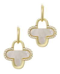 Adornia Mother of Pearl Cubic Zirconia Gold Clover Drop Earrings