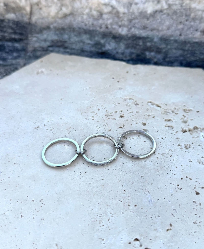 Adornia Silver Connected 3-Piece Stack Ring