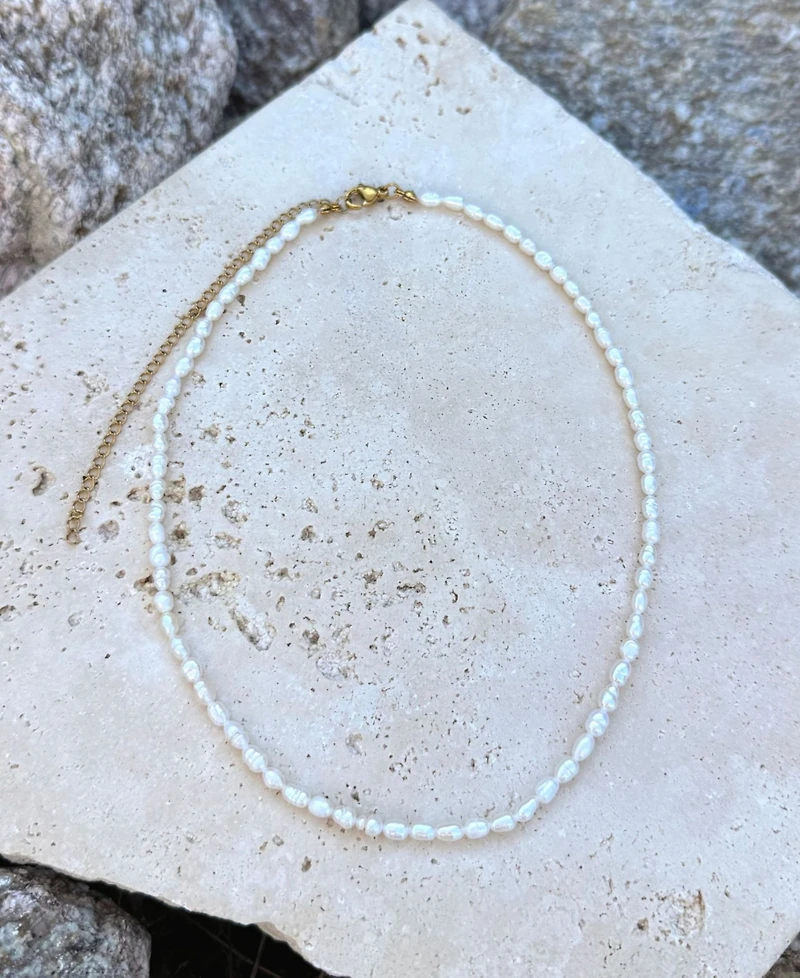 Adornia Tarnish Resistant Freshwater Pearl Seed Strand Necklace