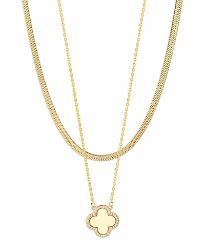 Adornia Gold 2-Piece Clover Pendant and Chain Necklace Set