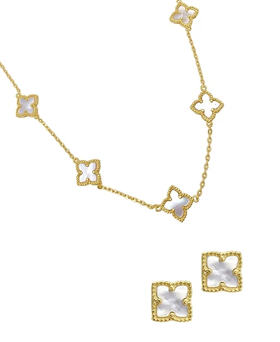 Adornia Gold 2-Piece Flower Necklace and Earrings Set