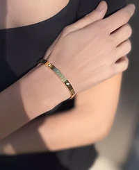 Adornia Gold -Piece Nail and Clover Cuff Bracelet Set