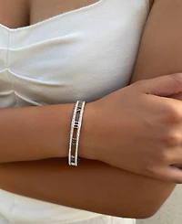 Adornia Silver 2-Piece Clover and Roman Numerals Bracelet Set