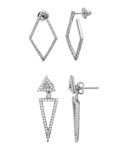 Adornia Cz Silver 2-Piece Jacket and Hoop Earring Set