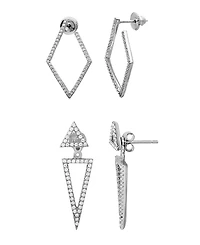 Adornia Cz Silver 2-Piece Jacket and Hoop Earring Set