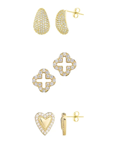 Adornia Gold 3-Piece Stud Earrings Set