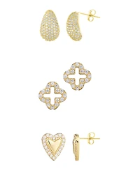 Adornia Gold 3-Piece Stud Earrings Set
