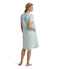 Miss Elaine Women's Window Pane Printed Square Neck Short Grip Robe